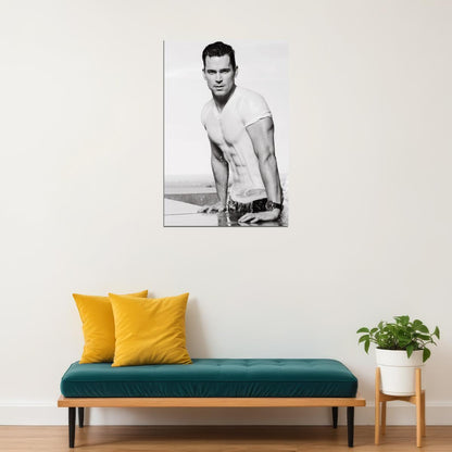 Matt Bomer Black and White Photo Print Shirtless Celebrity Poster Hollywood Handsome Man Wall Art Classic Male Aesthetic Decor for Bedroom Office - xonomax