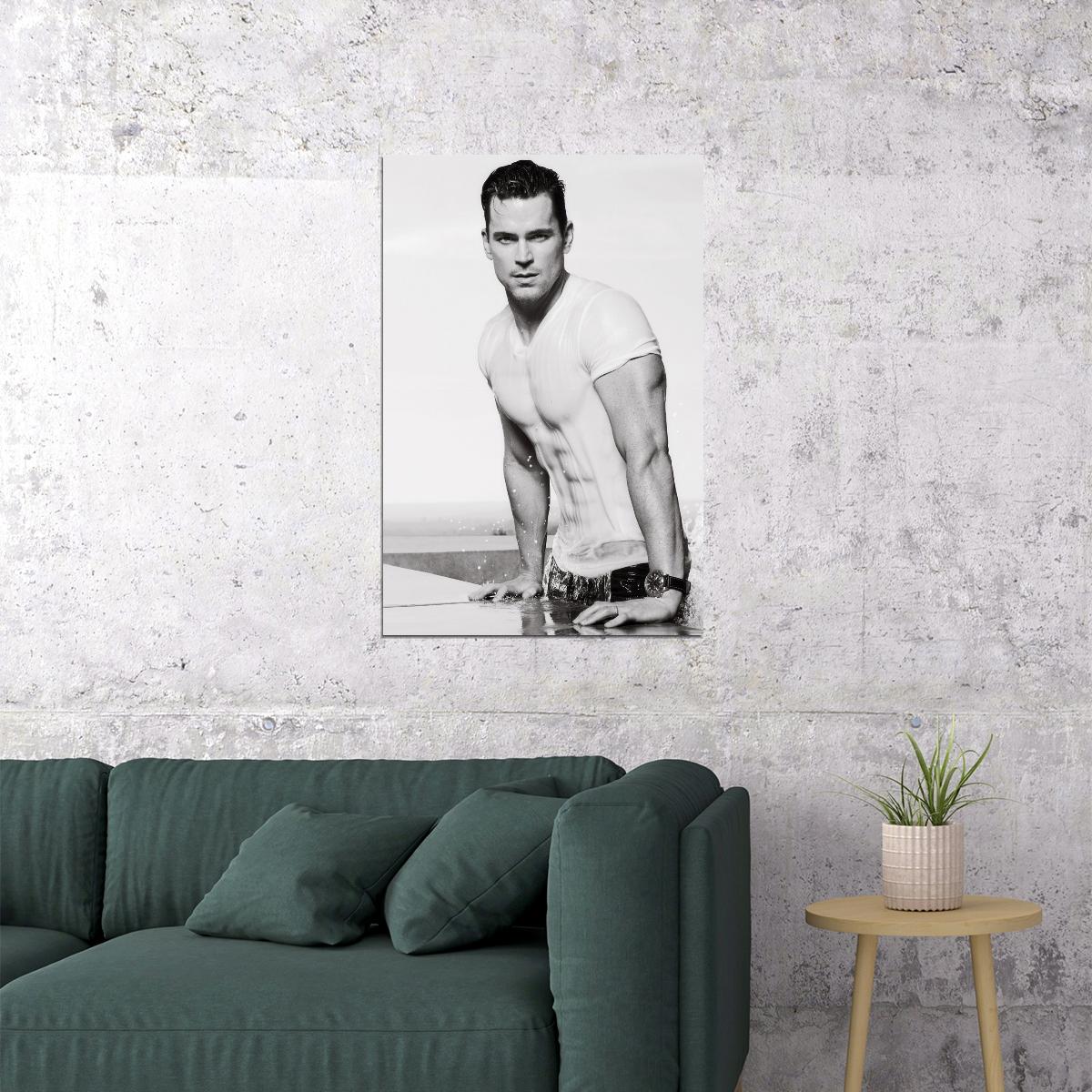 Matt Bomer Black and White Photo Print Shirtless Celebrity Poster Hollywood Handsome Man Wall Art Classic Male Aesthetic Decor for Bedroom Office - xonomax