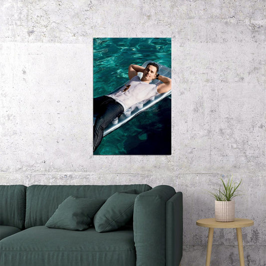 Matt Bomer Sexy Poolside Photo Print Hollywood Celebrity Poster Handsome Man Wall Art Relaxed Male Aesthetic Decor for Bedroom Living Room - xonomax