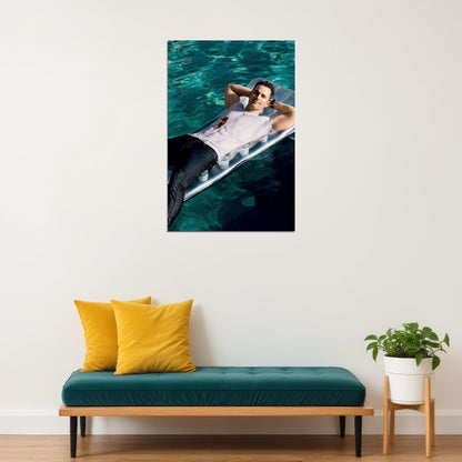 Matt Bomer Sexy Poolside Photo Print Hollywood Celebrity Poster Handsome Man Wall Art Relaxed Male Aesthetic Decor for Bedroom Living Room - xonomax