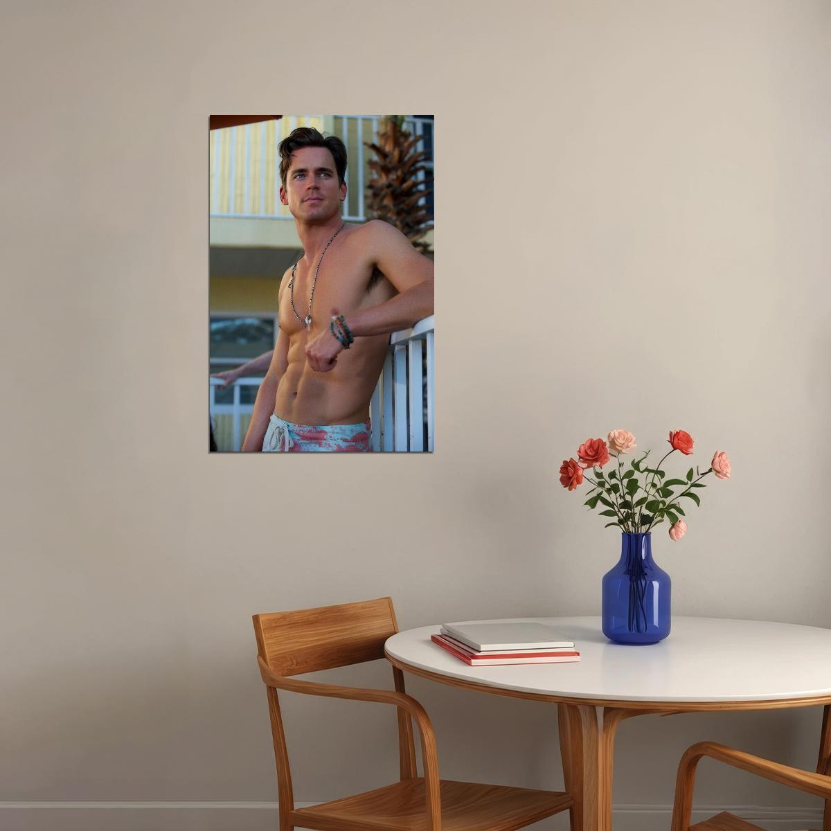 Matt Bomer Sexy Shirtless Photo Print Celebrity Gay Icon Poster Hollywood Handsome Man Wall Art Beach Aesthetic Male Model Decor for Bedroom Living Space - xonomax