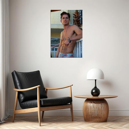 Matt Bomer Sexy Shirtless Photo Print Celebrity Gay Icon Poster Hollywood Handsome Man Wall Art Beach Aesthetic Male Model Decor for Bedroom Living Space - xonomax