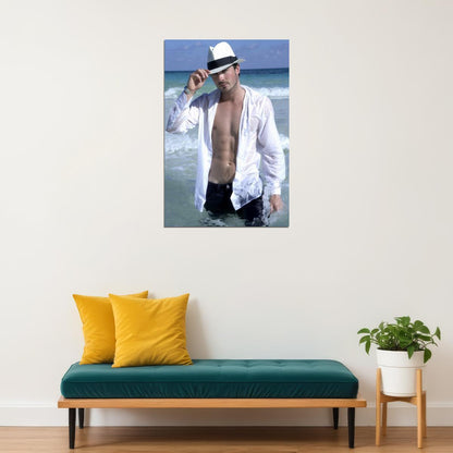 Matt Bomer Sexy Shirtless Photo Print Hollywood Celebrity Poster Handsome Man Wall Art Ocean View Aesthetic Male Model Decor for Bedroom Living Room - xonomax