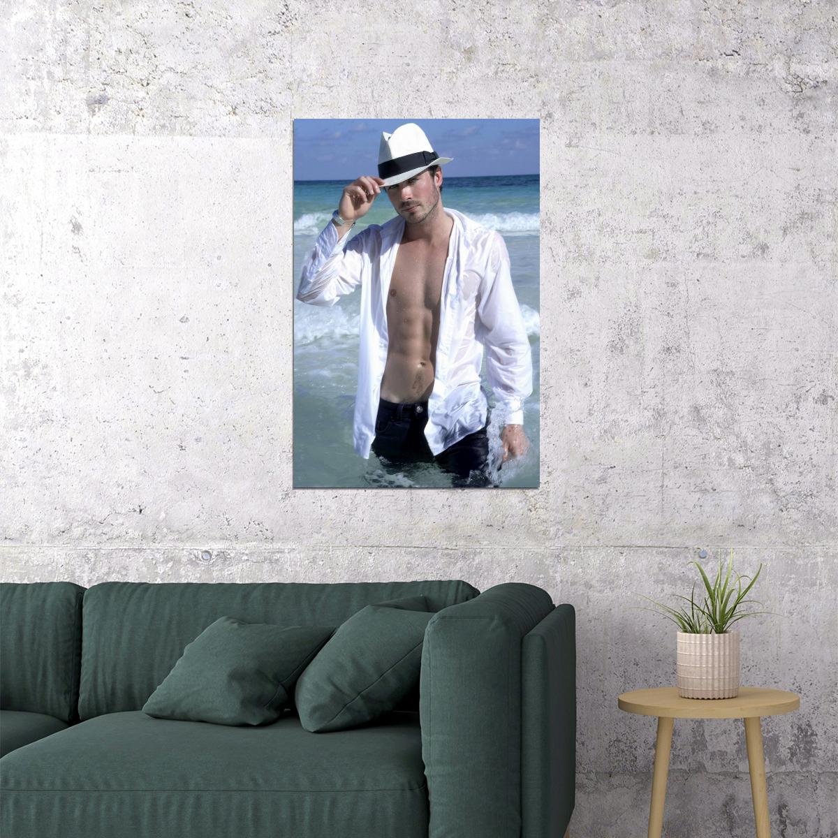 Matt Bomer Sexy Shirtless Photo Print Hollywood Celebrity Poster Handsome Man Wall Art Ocean View Aesthetic Male Model Decor for Bedroom Living Room - xonomax