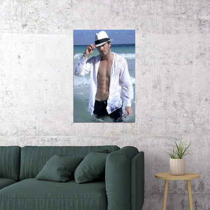 Matt Bomer Sexy Shirtless Photo Print Hollywood Celebrity Poster Handsome Man Wall Art Ocean View Aesthetic Male Model Decor for Bedroom Living Room - xonomax