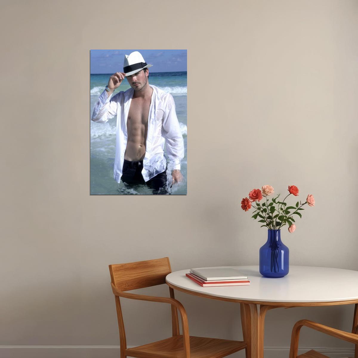 Matt Bomer Sexy Shirtless Photo Print Hollywood Celebrity Poster Handsome Man Wall Art Ocean View Aesthetic Male Model Decor for Bedroom Living Room - xonomax