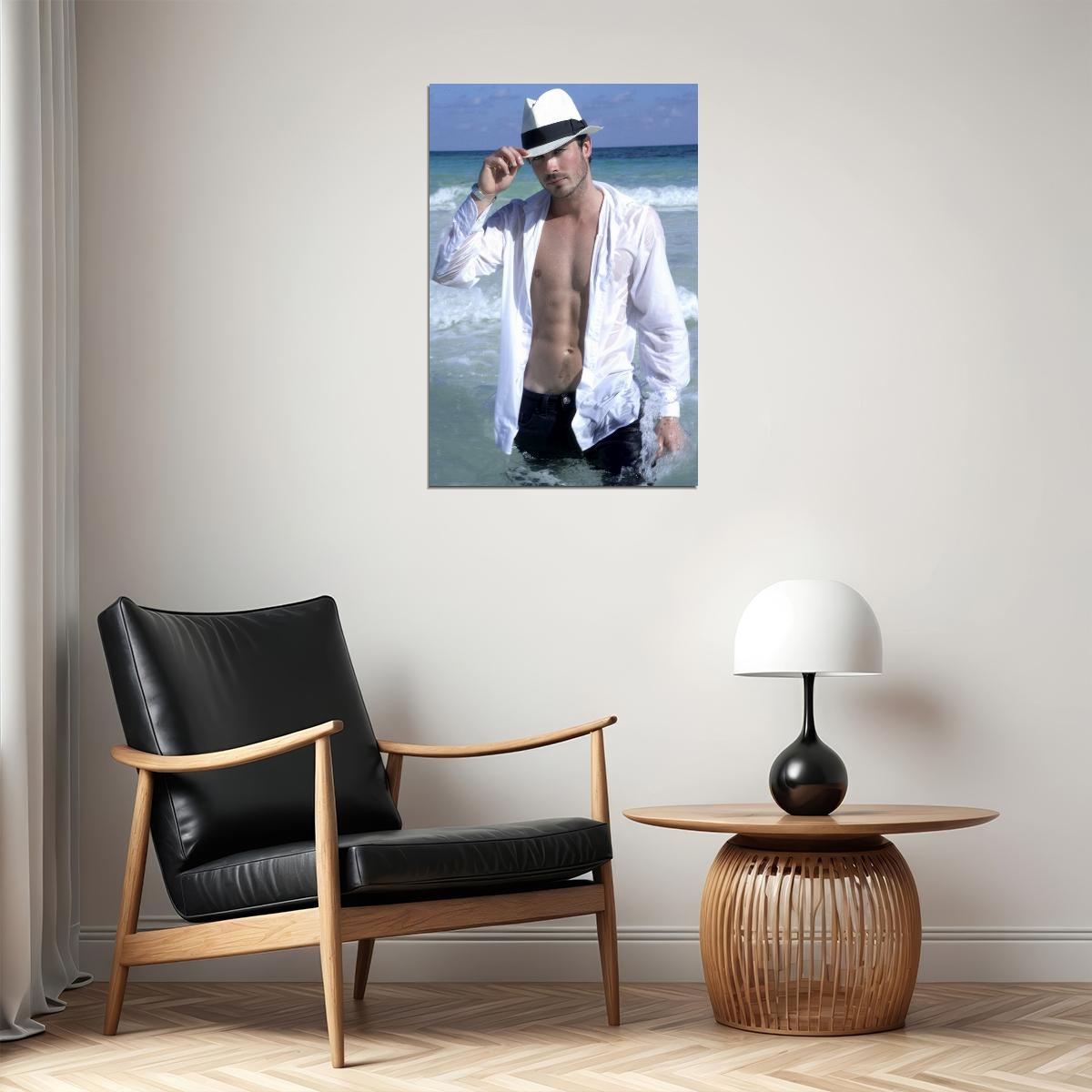 Matt Bomer Sexy Shirtless Photo Print Hollywood Celebrity Poster Handsome Man Wall Art Ocean View Aesthetic Male Model Decor for Bedroom Living Room - xonomax