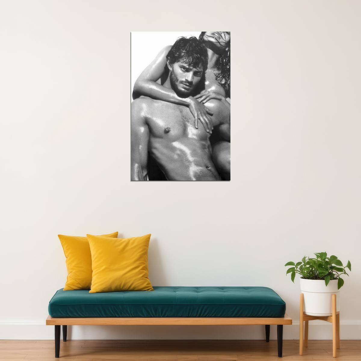 Jamie Dornan Sexy Photo Print Hollywood Celebrity Poster Shirtless Handsome Man Wall Art Wet Aesthetic Male Model Decor for Bedroom Living Room - xonomax
