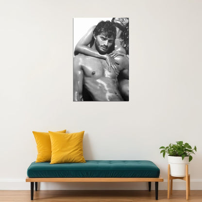 Jamie Dornan Sexy Photo Print Hollywood Celebrity Poster Shirtless Handsome Man Wall Art Wet Aesthetic Male Model Decor for Bedroom Living Room - xonomax