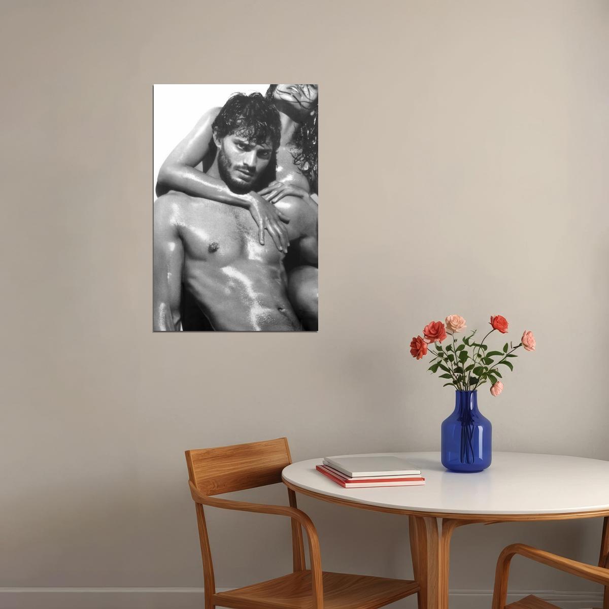 Jamie Dornan Sexy Photo Print Hollywood Celebrity Poster Shirtless Handsome Man Wall Art Wet Aesthetic Male Model Decor for Bedroom Living Room - xonomax