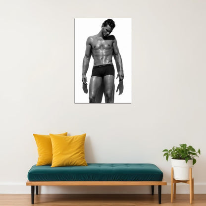 Jamie Dornan Black and White Photo Print Hollywood Celebrity Poster Shirtless Handsome Man Wall Art Stylish Male Aesthetic Decor for Bedroom - xonomax