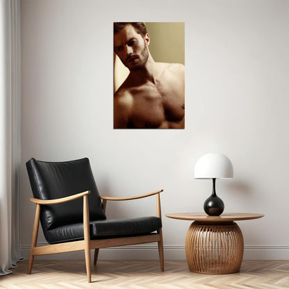 Jamie Dornan Sexy Photo Print Hollywood Celebrity Poster Shirtless Handsome Man Wall Art Moody Male Model Aesthetic Decor for Bedroom Living Room - xonomax