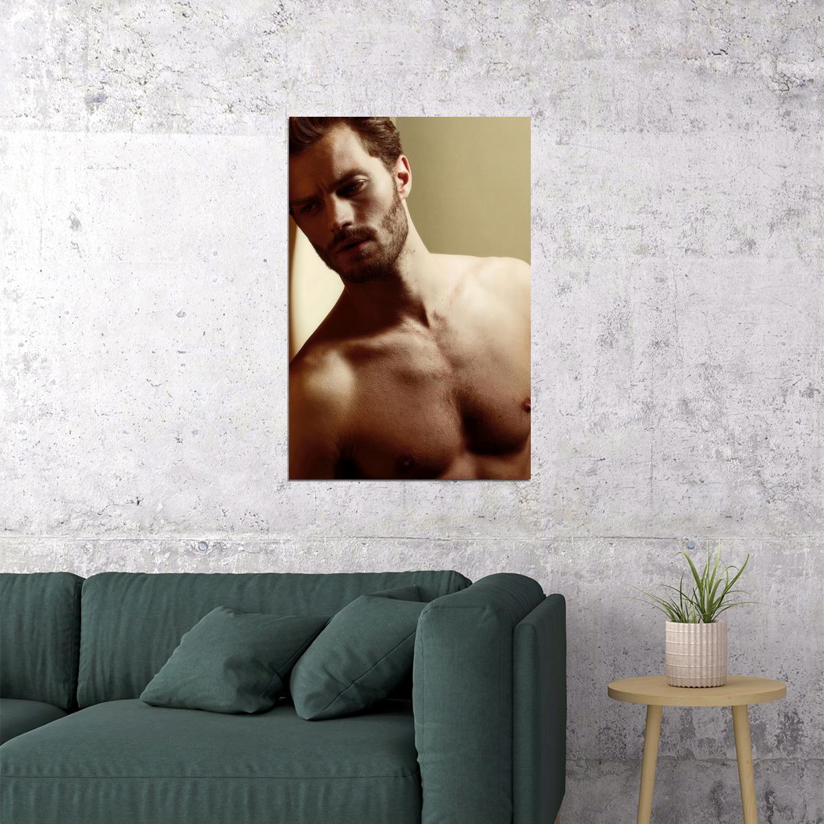 Jamie Dornan Sexy Photo Print Hollywood Celebrity Poster Shirtless Handsome Man Wall Art Moody Male Model Aesthetic Decor for Bedroom Living Room - xonomax
