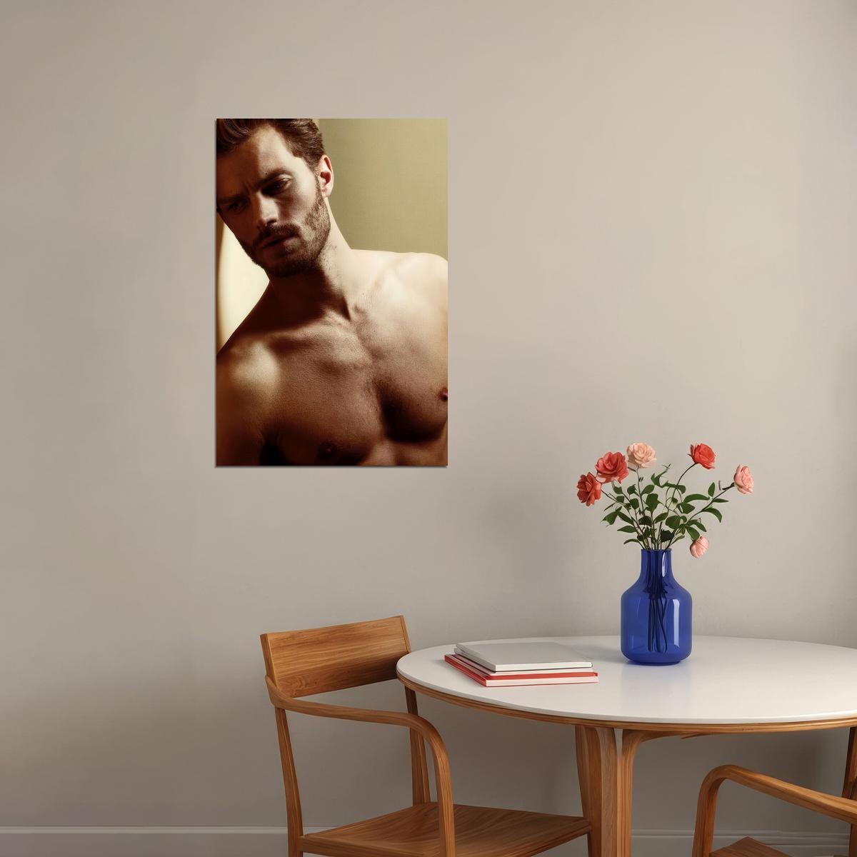 Jamie Dornan Sexy Photo Print Hollywood Celebrity Poster Shirtless Handsome Man Wall Art Moody Male Model Aesthetic Decor for Bedroom Living Room - xonomax