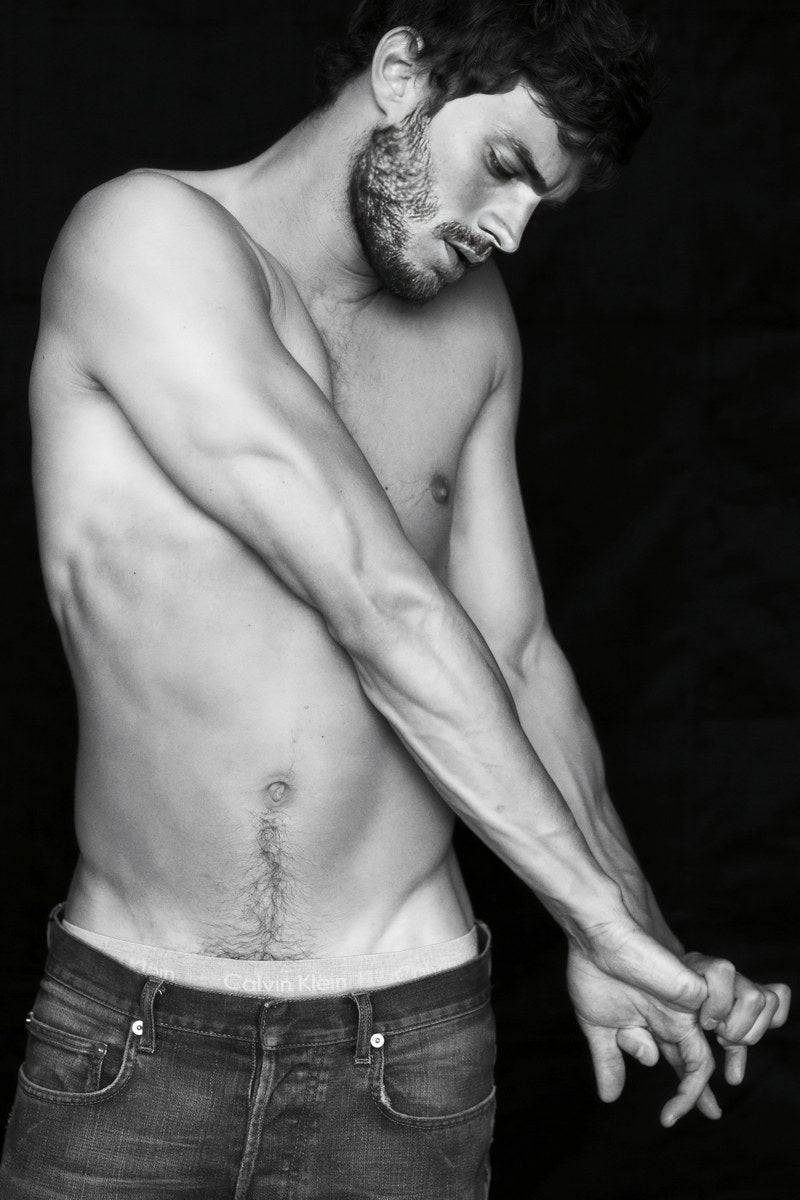 Jamie Dornan Black and White Photo Print Hollywood Celebrity Poster Shirtless Handsome Man Wall Art Stylish Male Aesthetic Decor for Bedroom - xonomax
