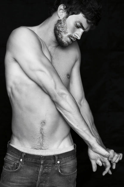 Jamie Dornan Black and White Photo Print Hollywood Celebrity Poster Shirtless Handsome Man Wall Art Stylish Male Aesthetic Decor for Bedroom - xonomax