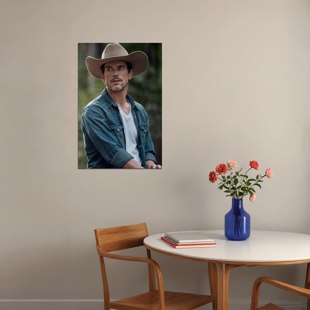 Matt Bomer Western Photo Print Hollywood Celebrity Poster Handsome Man Wall Art Cowboy Aesthetic Male Model Decor for Bedroom Living Room - xonomax