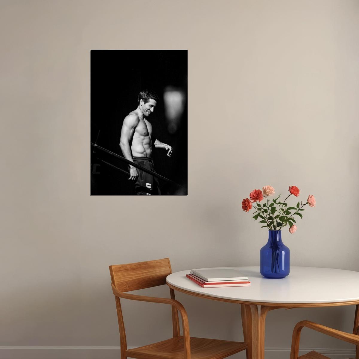 Jake Gyllenhaal Black and White Photo Print Hollywood Celebrity Poster Shirtless Handsome Man Wall Art Hot Male Model Aesthetic Decor for Bedroom - xonomax