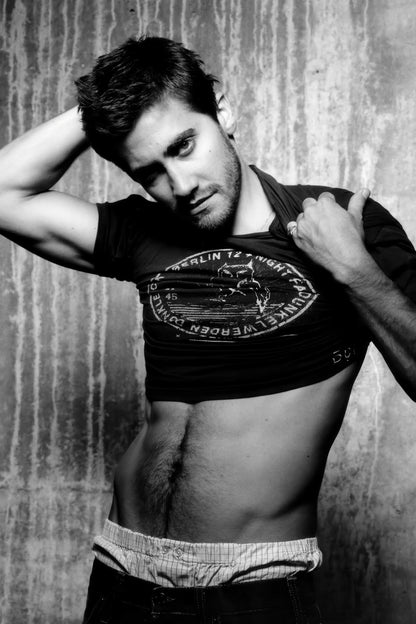 Jake Gyllenhaal Black and White Photo Print Hollywood Celebrity Poster Shirtless Handsome Man Wall Art Hot Male Aesthetic Decor for Bedroom - xonomax