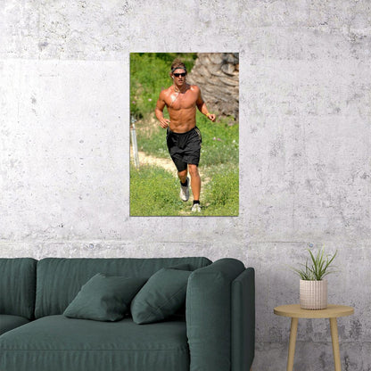 Matthew McConaughey Running Photo Print Hollywood Celebrity Poster Shirtless Handsome Man Wall Art Athletic Male Aesthetic Decor for Bedroom Living Space - xonomax