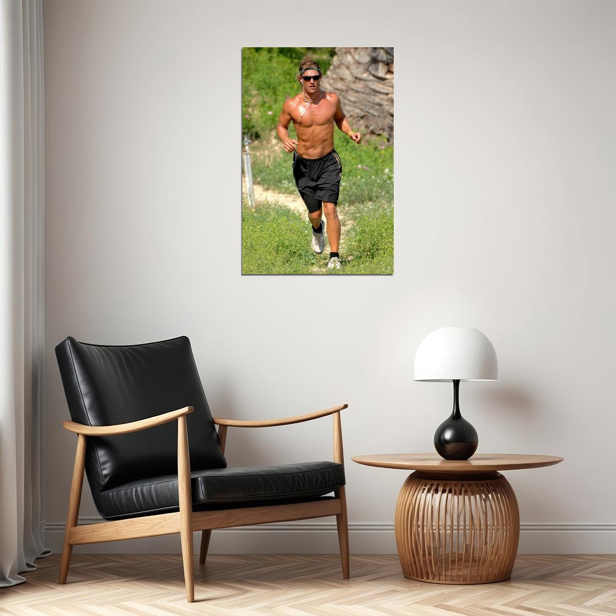 Matthew McConaughey Running Photo Print Hollywood Celebrity Poster Shirtless Handsome Man Wall Art Athletic Male Aesthetic Decor for Bedroom Living Space - xonomax