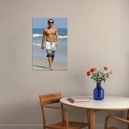 Matthew McConaughey Sexy Shirtless Photo Print Hollywood Celebrity Poster Handsome Man Wall Art Hot Beach Male Aesthetic Decor for Bedroom Living Room - xonomax