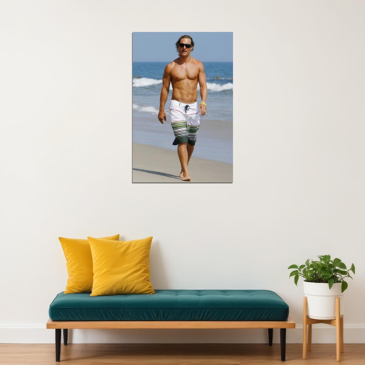 Matthew McConaughey Sexy Shirtless Photo Print Hollywood Celebrity Poster Handsome Man Wall Art Hot Beach Male Aesthetic Decor for Bedroom Living Room - xonomax