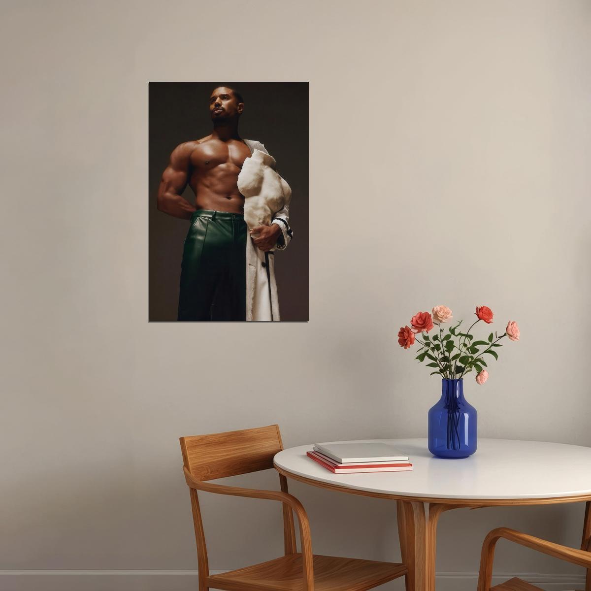 Michael B. Jordan Sexy Photo Print Hollywood Celebrity Poster Shirtless Handsome Man Wall Art Hot Muscular Male Model Aesthetic Decor for Bedroom Living Room - xonomax