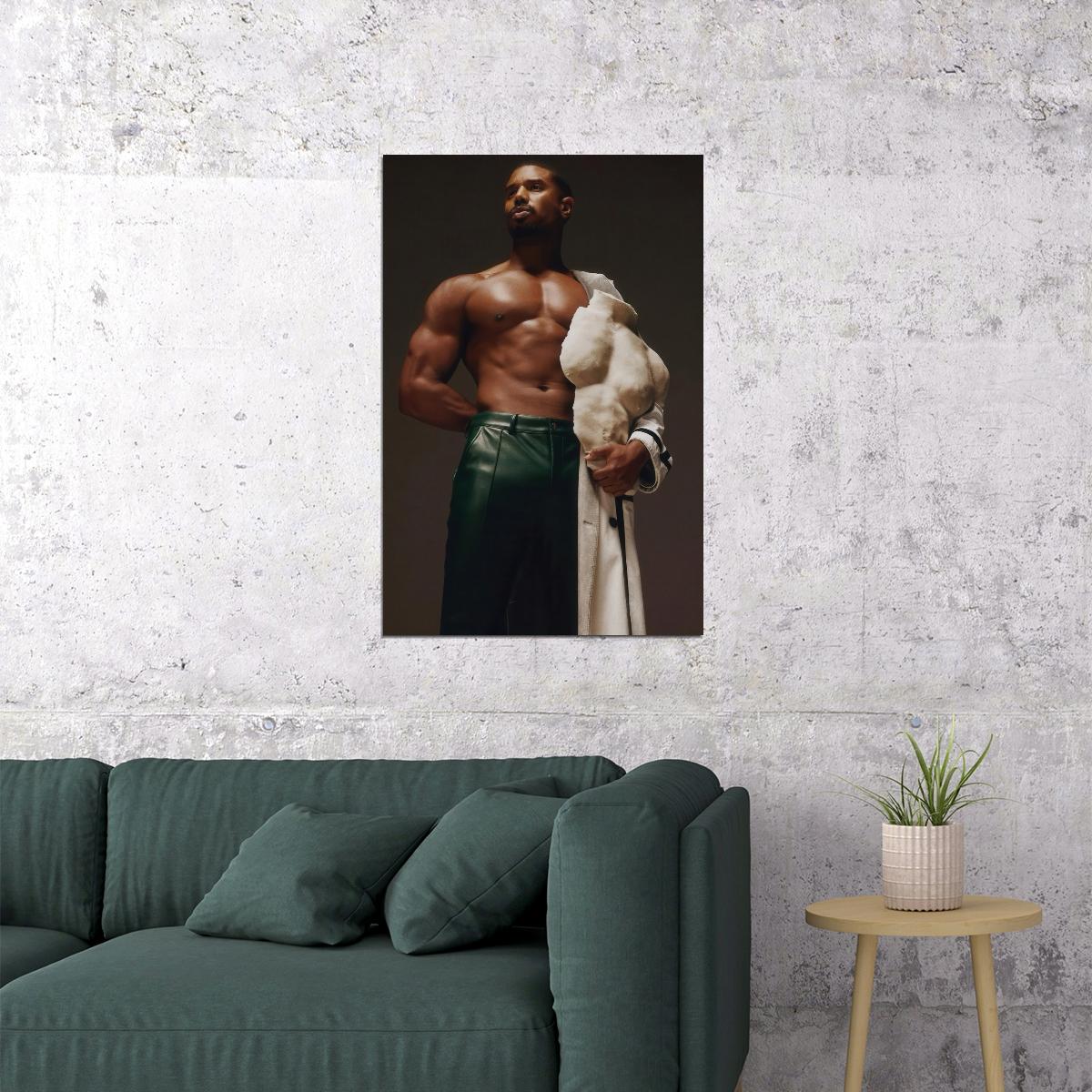 Michael B. Jordan Sexy Photo Print Hollywood Celebrity Poster Shirtless Handsome Man Wall Art Hot Muscular Male Model Aesthetic Decor for Bedroom Living Room - xonomax