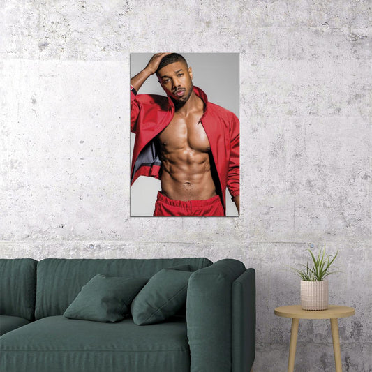 Michael B. Jordan Athletic Photo Print Hollywood Celebrity Poster Shirtless Handsome Man Wall Art Hot Sporty Male Aesthetic Decor for Bedroom Living Room - xonomax
