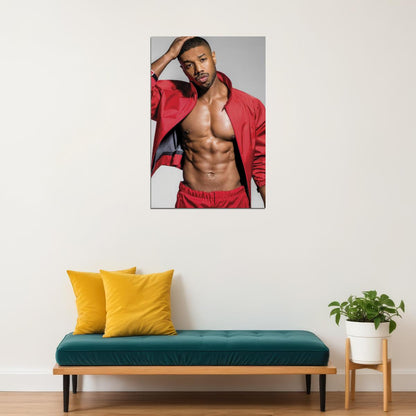 Michael B. Jordan Athletic Photo Print Hollywood Celebrity Poster Shirtless Handsome Man Wall Art Hot Sporty Male Aesthetic Decor for Bedroom Living Room - xonomax