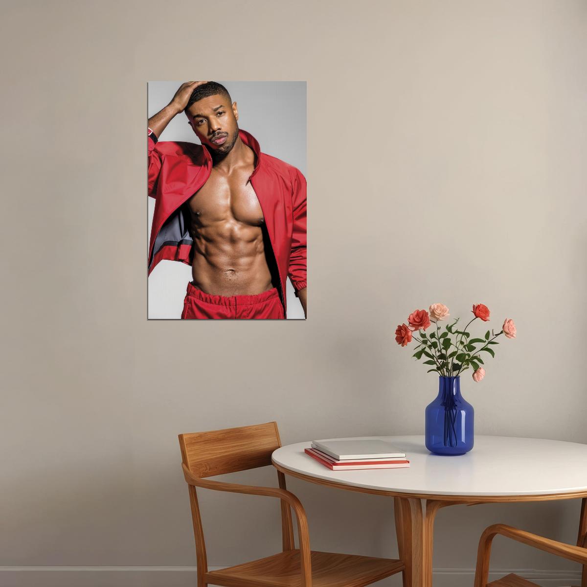 Michael B. Jordan Athletic Photo Print Hollywood Celebrity Poster Shirtless Handsome Man Wall Art Hot Sporty Male Aesthetic Decor for Bedroom Living Room - xonomax