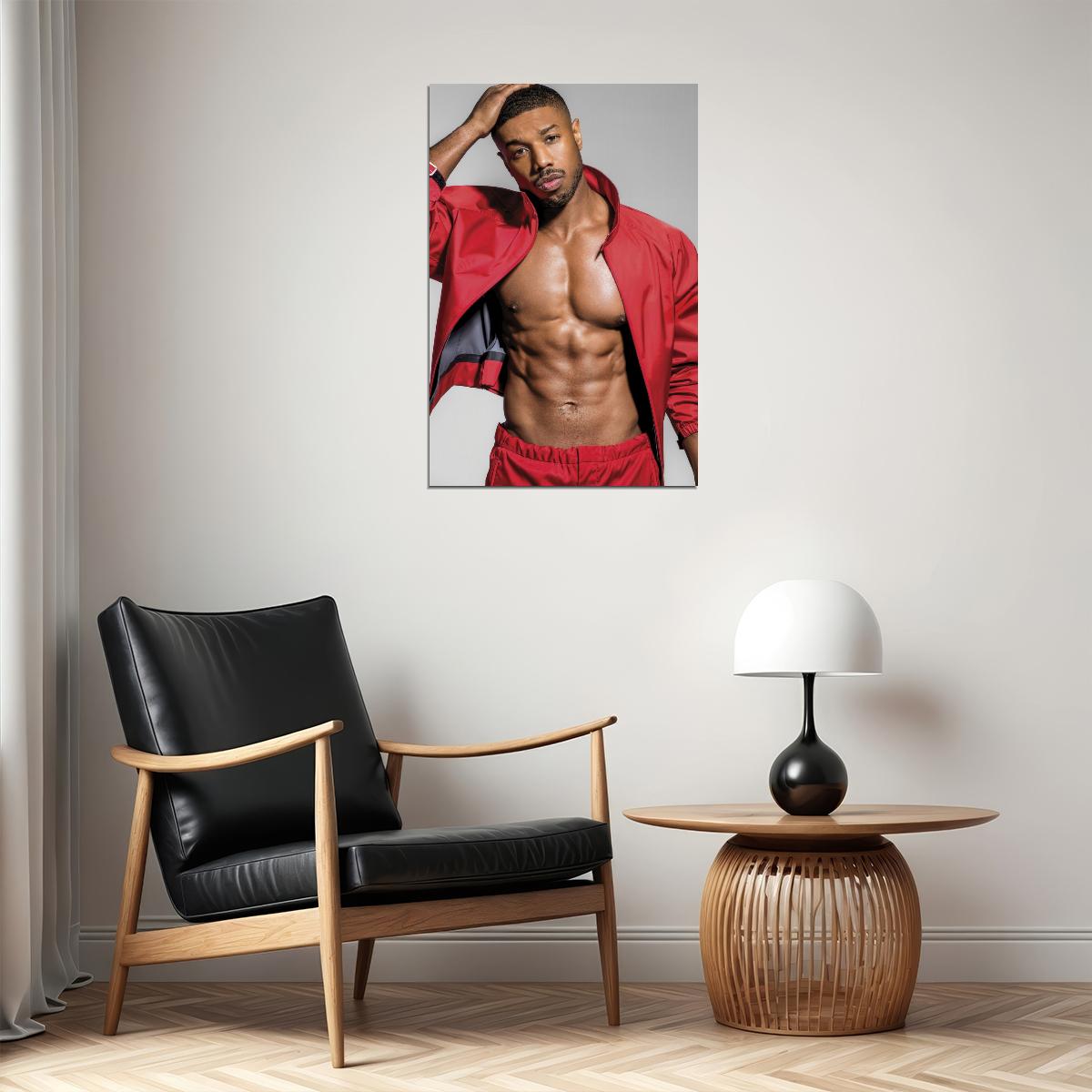Michael B. Jordan Athletic Photo Print Hollywood Celebrity Poster Shirtless Handsome Man Wall Art Hot Sporty Male Aesthetic Decor for Bedroom Living Room - xonomax