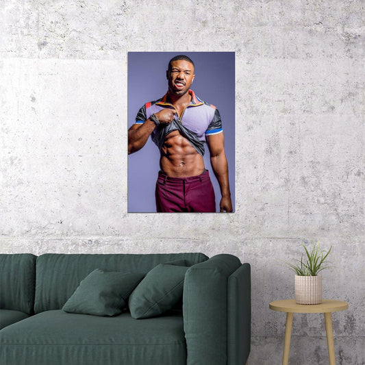 Michael B. Jordan Fashion Photo Print Hollywood Celebrity Poster Shirtless Handsome Man Wall Art Hot Male Model Aesthetic Decor for Bedroom Living Space - xonomax