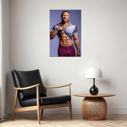 Michael B. Jordan Fashion Photo Print Hollywood Celebrity Poster Shirtless Handsome Man Wall Art Hot Male Model Aesthetic Decor for Bedroom Living Space - xonomax