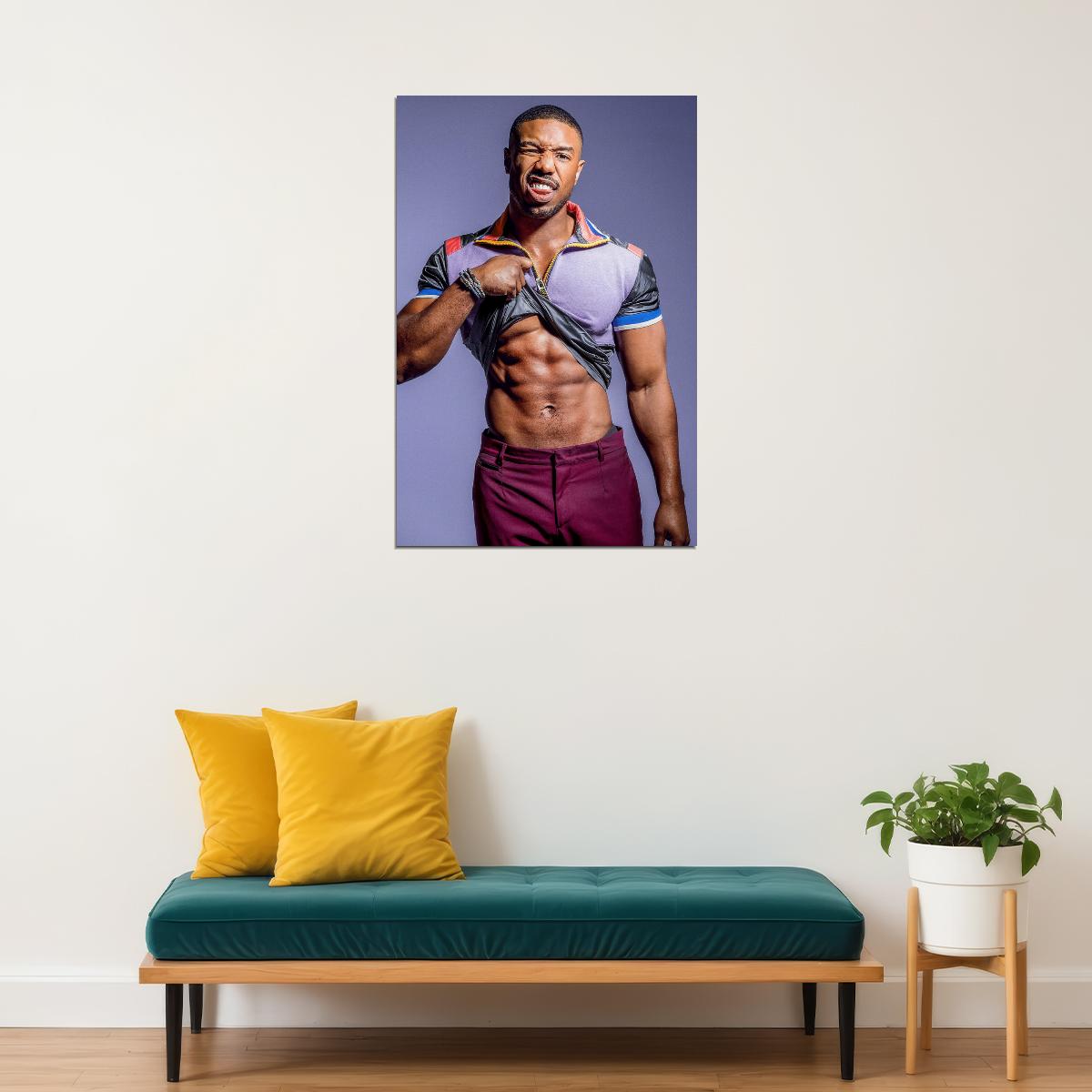 Michael B. Jordan Fashion Photo Print Hollywood Celebrity Poster Shirtless Handsome Man Wall Art Hot Male Model Aesthetic Decor for Bedroom Living Space - xonomax