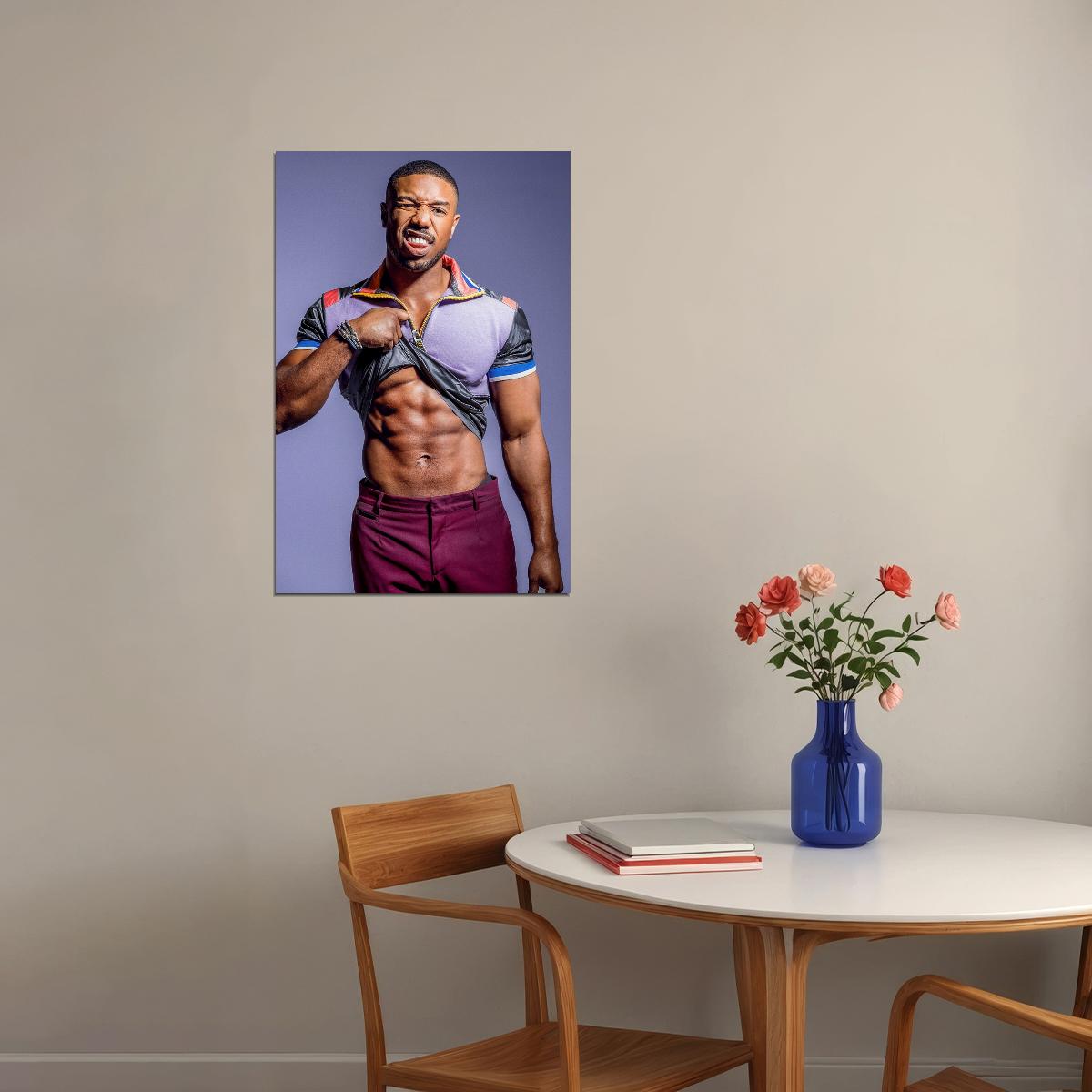 Michael B. Jordan Fashion Photo Print Hollywood Celebrity Poster Shirtless Handsome Man Wall Art Hot Male Model Aesthetic Decor for Bedroom Living Space - xonomax