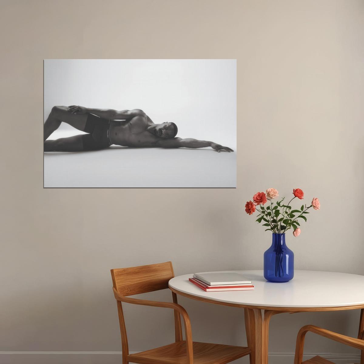 Michael B. Jordan Black and White Photo Print Hollywood Celebrity Poster Shirtless Handsome Man Wall Art Hot Male Model Aesthetic Decor for Bedroom Office - xonomax