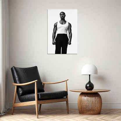Michael B. Jordan Classic Black and White Photo Print Hollywood Celebrity Poster Handsome Man Wall Art Stylish Male Aesthetic Decor for Bedroom Living Space - xonomax