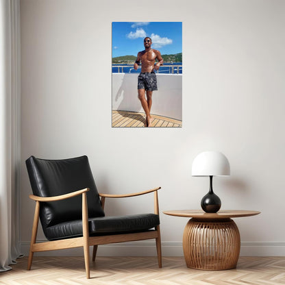Michael B. Jordan Luxury Yacht Photo Print Hollywood Celebrity Poster Shirtless Handsome Man Wall Art Hot Male Model Aesthetic Decor for Bedroom Living Room - xonomax