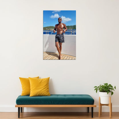 Michael B. Jordan Luxury Yacht Photo Print Hollywood Celebrity Poster Shirtless Handsome Man Wall Art Hot Male Model Aesthetic Decor for Bedroom Living Room - xonomax