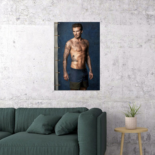 David Beckham Sexy Photo Print Hollywood Celebrity Poster Shirtless Handsome Man Wall Art Hot Tattooed Male Model Aesthetic Decor for Bedroom Living Room - xonomax