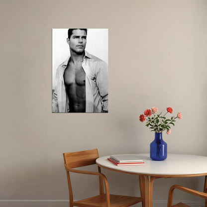 Ricky Martin Black and White Photo Print Gay Icon Hollywood Celebrity Poster Handsome Man Wall Art Stylish Male Aesthetic Decor for Bedroom Living Space