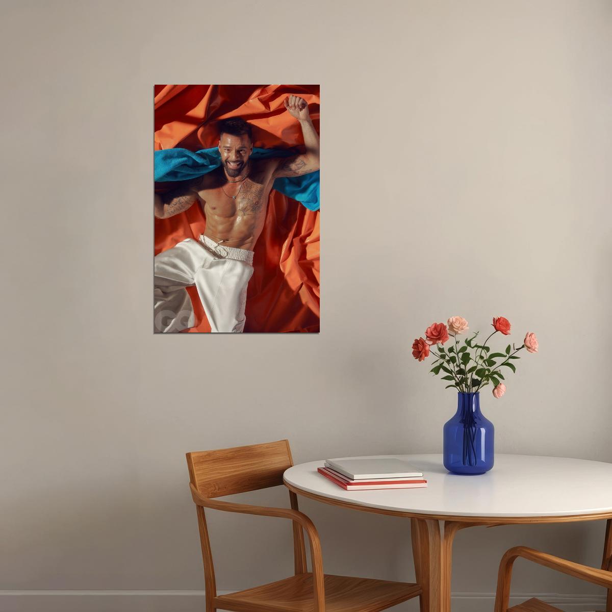 Ricky Martin Sexy Photo Print Gay Icon Hollywood Celebrity Poster Shirtless Handsome Man Wall Art Hot Male Model Aesthetic Decor for Bedroom Living Space - xonomax