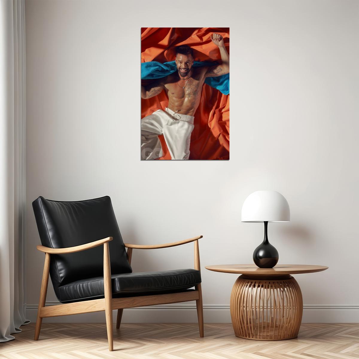 Ricky Martin Sexy Photo Print Gay Icon Hollywood Celebrity Poster Shirtless Handsome Man Wall Art Hot Male Model Aesthetic Decor for Bedroom Living Space - xonomax