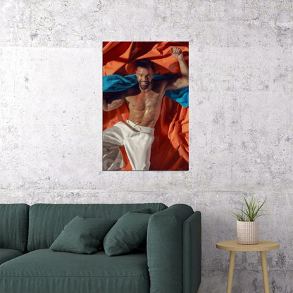 Ricky Martin Sexy Photo Print Gay Icon Hollywood Celebrity Poster Shirtless Handsome Man Wall Art Hot Male Model Aesthetic Decor for Bedroom Living Space - xonomax