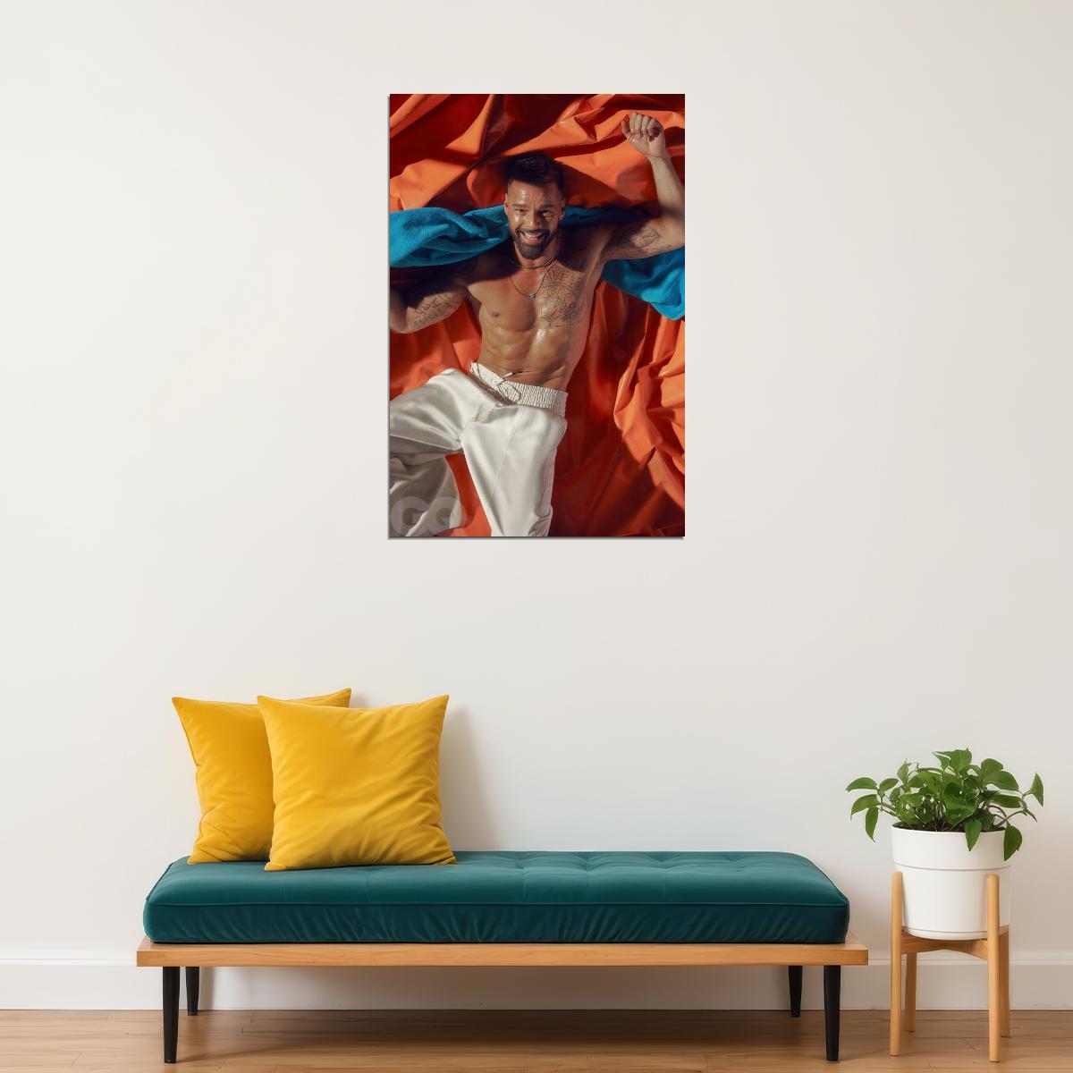 Ricky Martin Sexy Photo Print Gay Icon Hollywood Celebrity Poster Shirtless Handsome Man Wall Art Hot Male Model Aesthetic Decor for Bedroom Living Space - xonomax