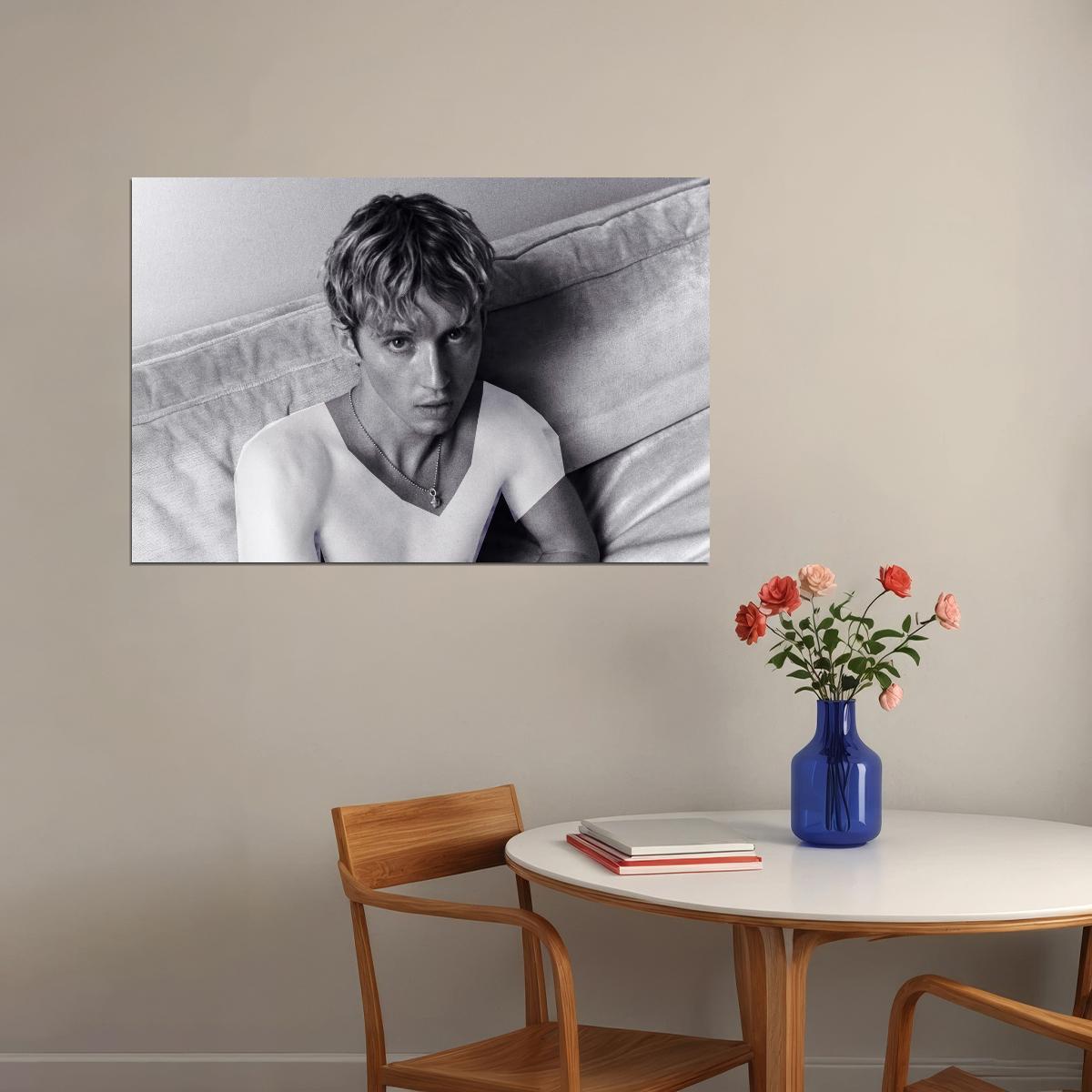 Troye Sivan Black and White Photo Print Gay Icon Hollywood Celebrity Poster Handsome Man Wall Art Stylish Male Aesthetic Decor for Bedroom Living Space