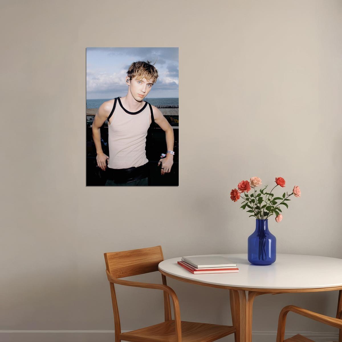 Troye Sivan Stylish Photo Print Hollywood Celebrity Poster Handsome Man Wall Art Hot Male Model Aesthetic Decor for Bedroom Living Room