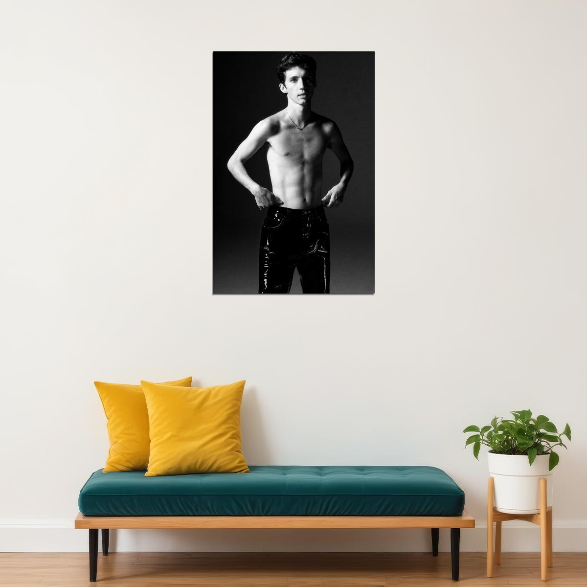 Troye Sivan Black and White Photo Print Gay Icon Hollywood Celebrity Poster Shirtless Handsome Man Wall Art Hot Male Aesthetic Decor for Bedroom Office
